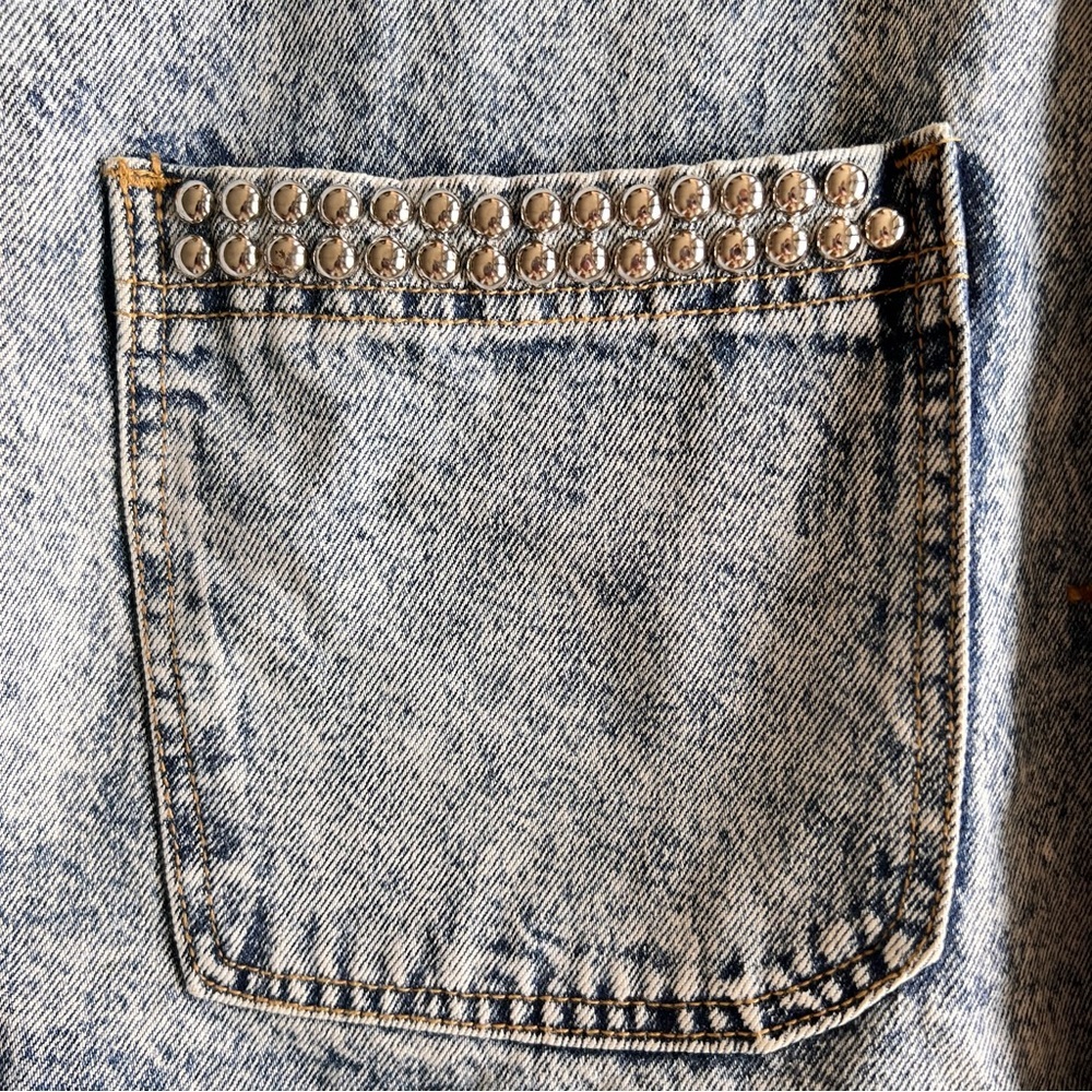 Vintage 80s Acid Washed Denim Studded Jacket Desire By Arlene - Picture 11 of 13